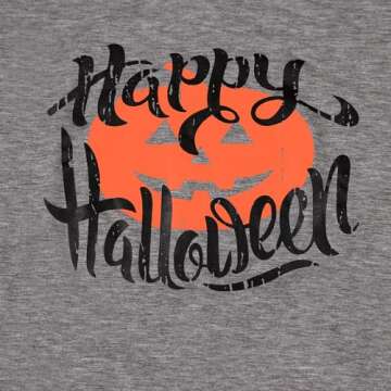 Womens Funny Halloween Pumpkin Printed Shirts Long Sleeve Graphic Tees Fall T-Shirts Tops XXL