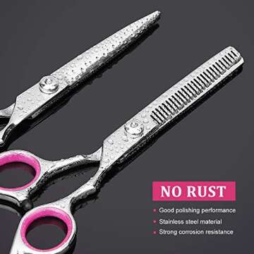 Hair Cutting Scissors Set, YBLNTEK 9 Pcs Professional Hairdressing Scissors Barber Thinning Scissors Hair Cutting Shears Kit for Barber Salon and Home (Pink)