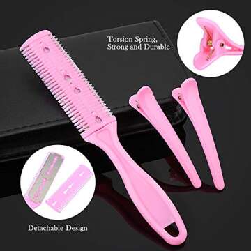 Hair Cutting Scissors Set, YBLNTEK 9 Pcs Professional Hairdressing Scissors Barber Thinning Scissors Hair Cutting Shears Kit for Barber Salon and Home (Pink)