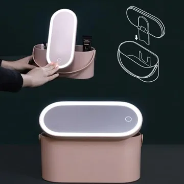 AMYESE Portable Makeup Case with LED Mirror for Travel