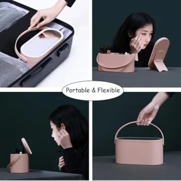AMYESE Portable Makeup Case with LED Mirror for Travel