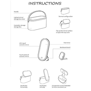 AMYESE Portable Makeup Case with LED Mirror for Travel