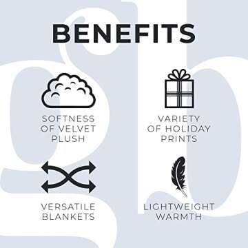 Great Bay Home Luxuriously Soft Velvet Plush 50" x 70", Holiday Throw Blanket | Christmas Throw for Sofa and Bed | Cozy and Warm Plush Throw Blanket | Holiday Blankets and Throws