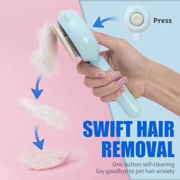 VIOJOJO Cat and Dog Brush with Self-Cleaning Buttons