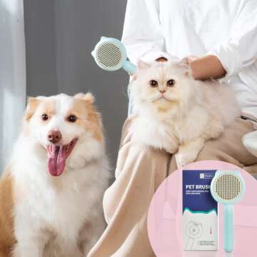 VIOJOJO Cat and Dog Brush with Self-Cleaning Buttons