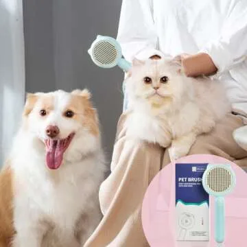 VIOJOJO Cat and Dog Brush with Self-Cleaning Buttons