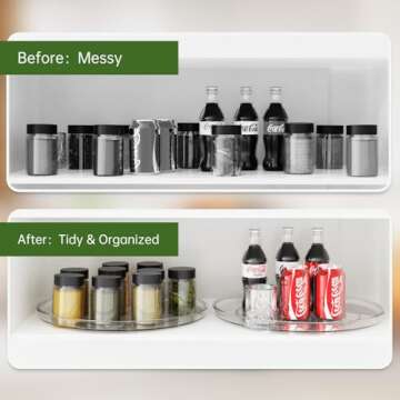 URALFA Lazy Susan Organizer for Cabinet 2 Pack, 10.6" Clear Lazy Susan Turntable Rotating Organizer, Plastic Organization and Storage Spinning Spice Rack for Kitchen, Bathroom, Pantry, Fridge, Table