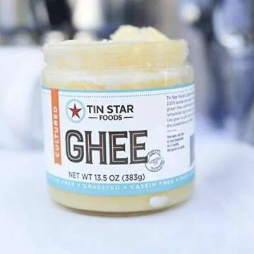 100% Cultured Grassfed Ghee by Tin Star Foods (13.5 oz) | Whole30 | Paleo | Lactose-Free
