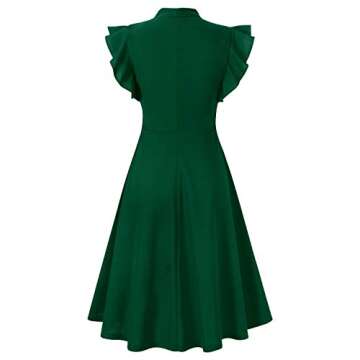Moyabo Womens Semi Formal Dresses for Women Tie Neck Ruffle Sleeveless Classy Dresses for Women A Line Swing Dress Dark Green Small