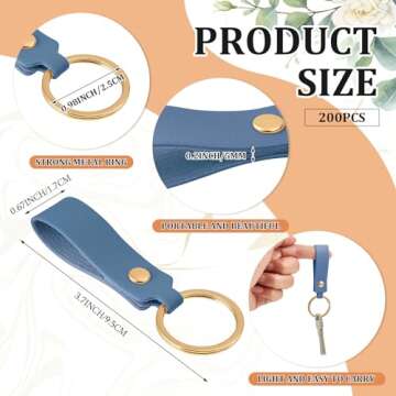 Wavyknot Leather Keychain Kit PU Leather Keychain Blanks with Key Rings Rivets for DIY Craft Engravi...