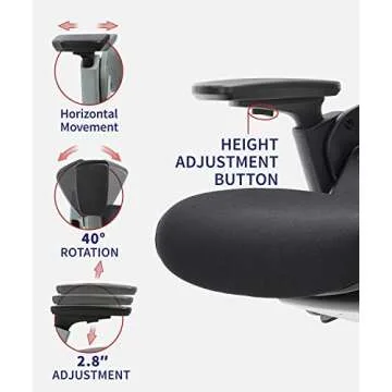 CLATINA Ergonomic High Swivel Executive Chair with Adjustable Height Head 3D Arm Rest Lumbar Support and Upholstered Back for Home Office Black