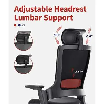 CLATINA Ergonomic High Swivel Executive Chair with Adjustable Height Head 3D Arm Rest Lumbar Support and Upholstered Back for Home Office Black