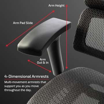 X-Chair X1 High End Task Chair, Black Flex Mesh with Headrest - Ergonomic Office Seat/Dynamic Variable Lumbar Support/Highly Adjustable/Relaxed Recline/Perfect for Office or Home Desk