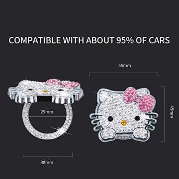 Car Cute Push to Start Button Cover Accessories, Bling Crystal Car Engine Start Stop Button Cover, R...