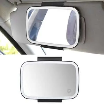 X AUTOHAUX Car Sun Visor Mirror with LED Touch Screen - Black