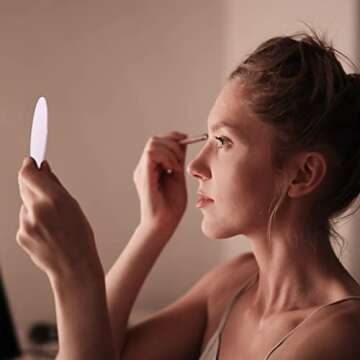 BILEEVO Led Light Compact Mirror 1x/3x Magnification Double Sided Travel Makeup Mirror Handheld Pocket Mirror 3.2in Compact Mirror for Purses Dimmable for Travel