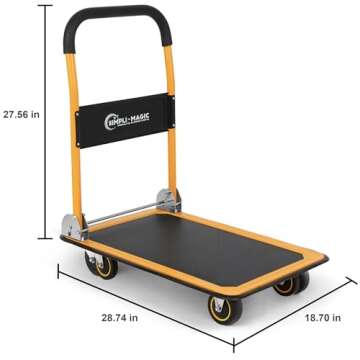 Simpli-Magic Push Cart Dolly, Moving Platform Hand Truck, Foldable for Easy Storage and 360 Degree S...