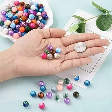 KISSITTY 200-Piece Colorful Glass Round Beads for Crafting