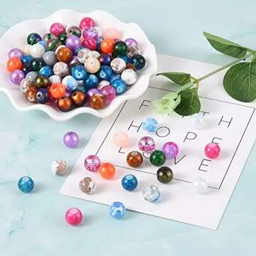 KISSITTY 200-Piece Colorful Glass Round Beads for Crafting