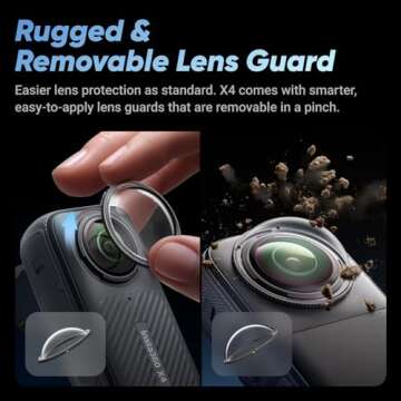 Insta360 X4 Standard Bundle - Waterproof 8K 360 Action Camera, 4K Wide-Angle Video, Invisible Selfie Stick Effect, Removable Lens Guards, 135 Min Battery Life, AI Editing, Stabilization