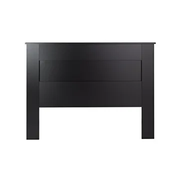 Stylish Flat Wood Panel Queen Headboard in Black
