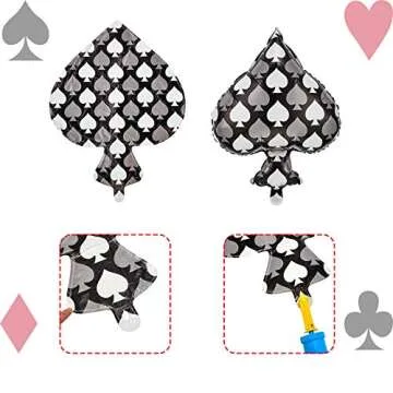 Lewtemi 16 Pcs Casino Party Decoration Casino Theme Party Playing Cards Balloons Spades Heart Shaped Foil Balloons for Las Vegas Poker Events Night Birthday