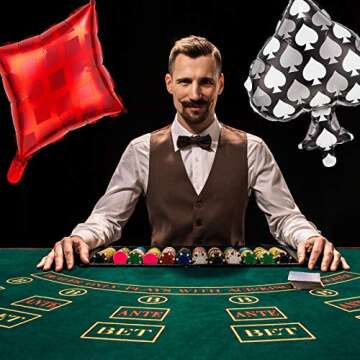 Lewtemi 16 Pcs Casino Party Decoration Casino Theme Party Playing Cards Balloons Spades Heart Shaped Foil Balloons for Las Vegas Poker Events Night Birthday