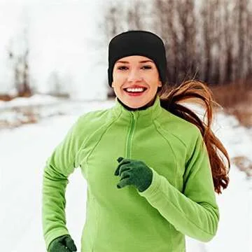 Linlook Winter Sports Headband for Women and Men-Fleece Stretchy Ear Warmer Cover for Running,Hiking,Skiing,Cycling,Jogging
