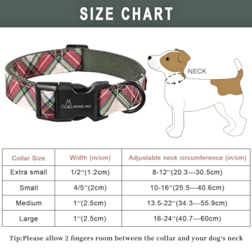 ARING PET Christmas Dog Collar - Cute Cotton Plaid for Dogs