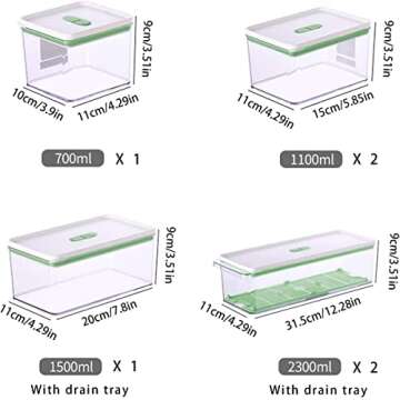 MineSign 6Pack Plastic Stackable Food Containers With Vented Lids And Removable Drain Tray Refrigera...