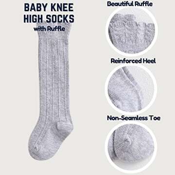 Adorable Petrass Baby Girls Knee High Ruffle Socks Pack