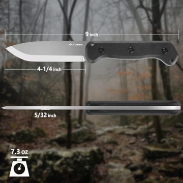 FLISSA D2 Steel Survival Knife for Camping and Outdoor