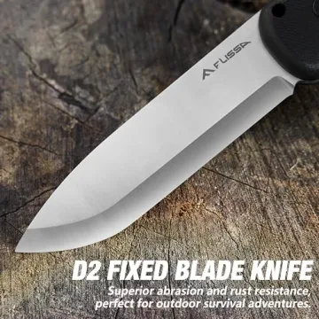 FLISSA D2 Steel Survival Knife for Camping and Outdoor