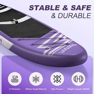 FBSPORT 11' Premium Inflatable Stand Up Paddle Board, Yoga Board with Durable SUP Accessories & Carry Bag | Wide Stance, Surf Control, Non-Slip Deck, Leash, Paddle and Pump for Youth & Adult