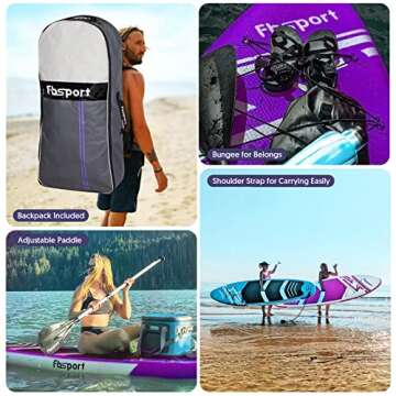 FBSPORT 11' Premium Inflatable Stand Up Paddle Board, Yoga Board with Durable SUP Accessories & Carry Bag | Wide Stance, Surf Control, Non-Slip Deck, Leash, Paddle and Pump for Youth & Adult