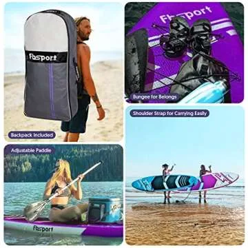 FBSPORT 11' Premium Inflatable Stand Up Paddle Board, Yoga Board with Durable SUP Accessories & Carry Bag | Wide Stance, Surf Control, Non-Slip Deck, Leash, Paddle and Pump for Youth & Adult