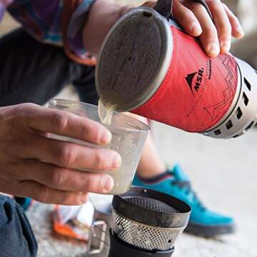 MSR WindBurner Personal Windproof Camping and Backpacking Stove System, Red