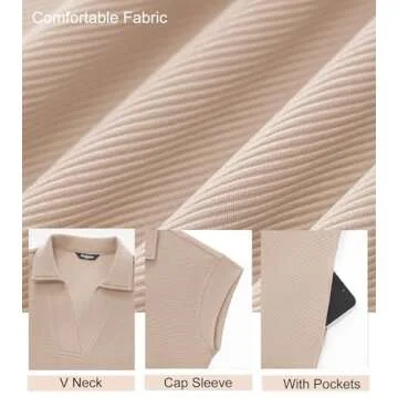 Okiwam Women's Summer Dresses 2025 Casual Loose Mini Dress Short Sleeve V-Neck T-Shirt Dress with Pockets-S Light Khaki