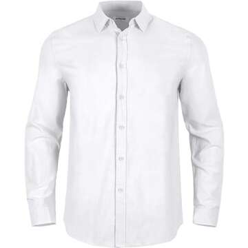 Mens Linen Button Down Shirts Long Sleeves Summer Beach Casual Regular Fit Shirt Tops White