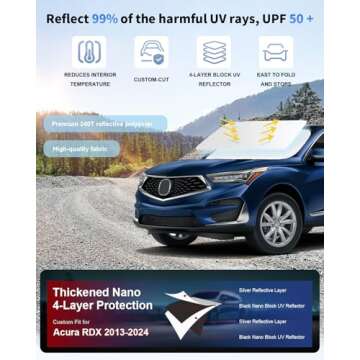 Windshield Sun Shade Sunshade for Acura RDX SUV Windshield Cover Custom Fit 2013-2024 2025 Acura RDX...