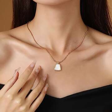 NANDUDU Gold Pendant Necklace - Pearl Choker Necklaces - Dainty Gold Plated Necklace Jewelry for Women (Pearl 1)