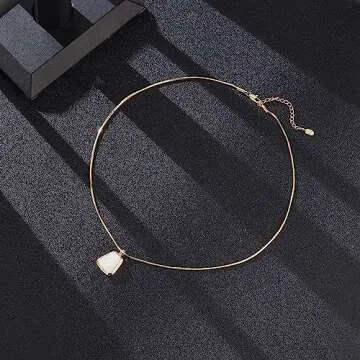 NANDUDU Gold Pendant Necklace - Pearl Choker Necklaces - Dainty Gold Plated Necklace Jewelry for Women (Pearl 1)