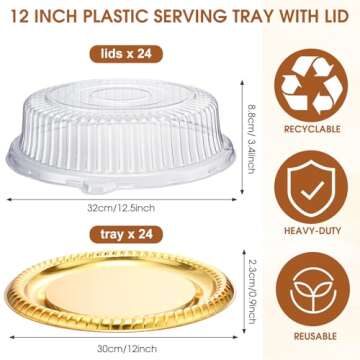 Nitial 24 Pcs Plastic Serving Tray Set with Lids for Catering Events