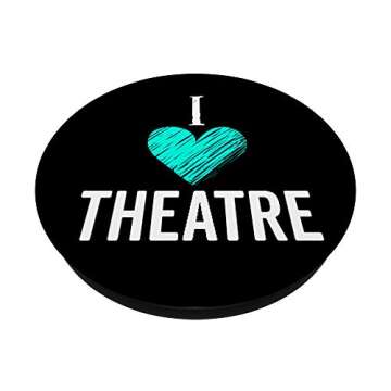 Cute I Love Theatre Broadway Musical Stocking Stuffer Gift PopSockets PopGrip: Swappable Grip for Ph...