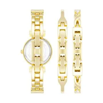 Anne Klein Women's Premium Crystal Accented Bangle Watch and Bracelet Set