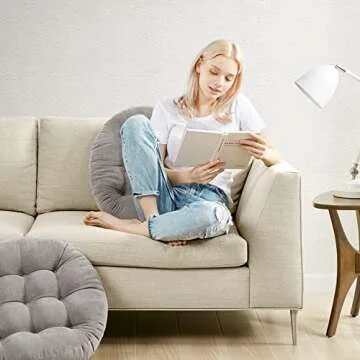 Meditation Floor Pillow Set of 2, Large 22 Inch Cushions