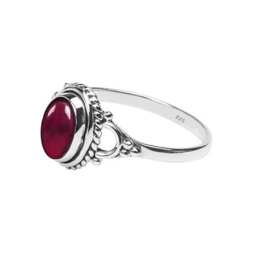 Elegant Garnet Stone Ring for Women - Handmade Silver Jewelry