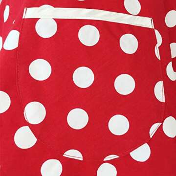 Hyzrz Lovely Sweetheart Retro Kitchen Aprons Woman Girl Cotton Polka Dot Cooking Salon Dress Pinafore Vintage Apron Mothers Gift (Red)