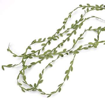Tosnail 5 Roll Total 109 Yards Olive Green Leaves Leaf Trim Ribbon Artificial Vines Leaf Garland - G...