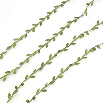 Tosnail Olive Green Leaf Trim Ribbon for DIY Gift Wrapping